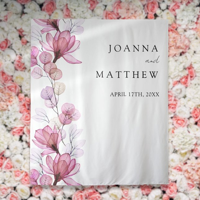 Dusty Rose Floral Wedding Foto Stand Hintergrund Wandteppich (Dusty Rose Floral Wedding Photo Booth Backdrop)