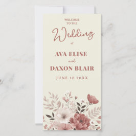 Dusty Rose Floral Wedding Program Card
