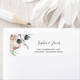 Dusty Rose Floral Wedding Return Label