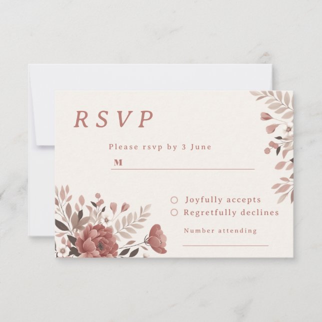 Dusty Rose Floral Wedding RSVP Card (Vorderseite)