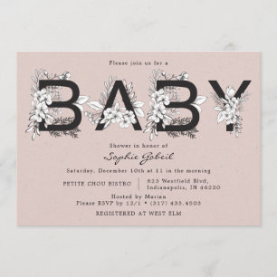 Dusty Rose Florals Bouquet Babydusche Einladung