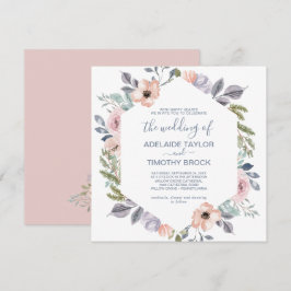 Dusty Rose Florals Platz für die Hochzeit von Einladung