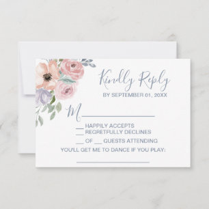 Dusty Rose Florals Song Request RSVP Card Karte