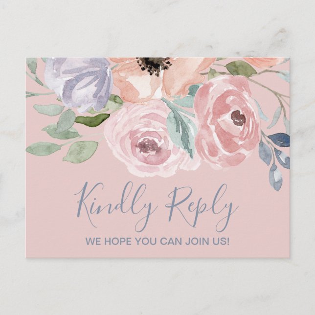 Dusty Rose Florals Song Request UAWG Postcard Einladungspostkarte (Vorderseite)