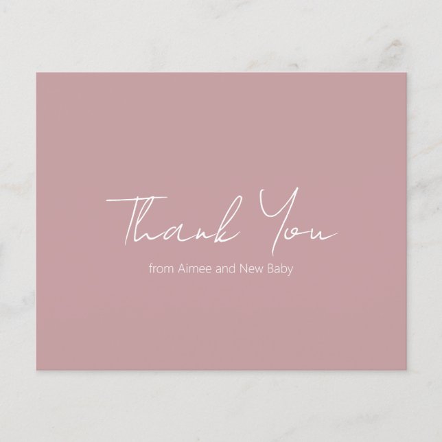 Dusty Rose Girl Budget Kinderdusche Danke Karte (Vorderseite)