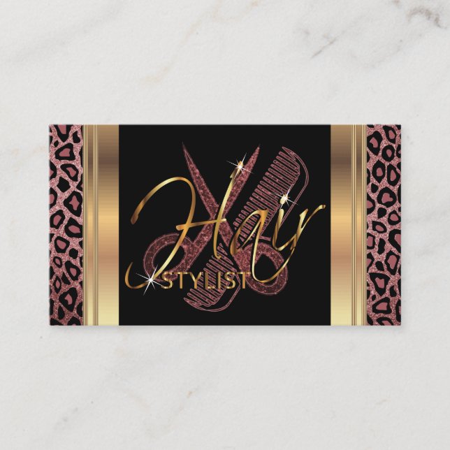 Dusty Rose Glitzer Hair Stylist Design Visitenkarte (Vorderseite)