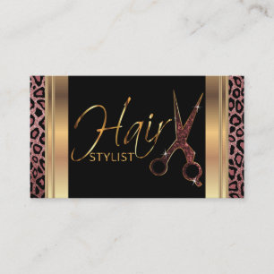 Dusty Rose Glitzer Hair Stylist Visitenkarte