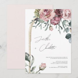 Dusty Rose & Gold Arch Moderne Blush Hochzeit Einladung