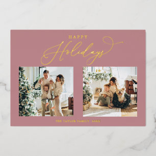 Dusty Rose Gold Foil Frohes Weihnachten Folien Feiertagskarte