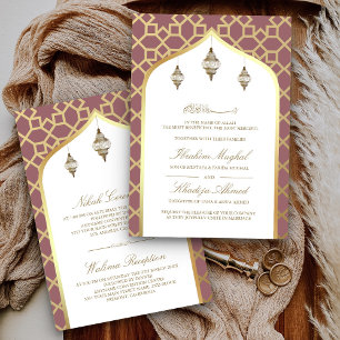 Dusty Rose Gold Hanging Lanterns muslimische Hochz Einladung