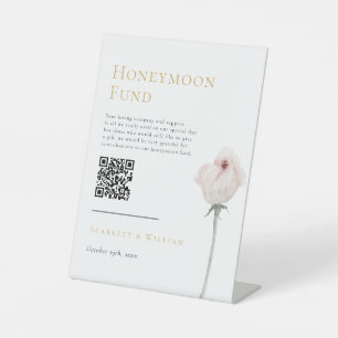 Dusty Rose Gold Modern Wedding Honeymoon Fund Sign Sockelschild