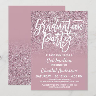 Dusty Rose Gold Pink Glitzer Ombre Abschluss Einladung