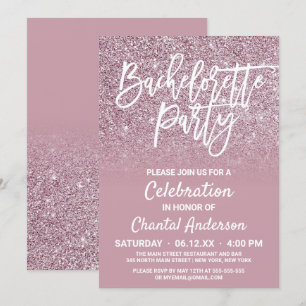 Dusty Rose Gold Pink Glitzer Ombre Bachelorette Einladung