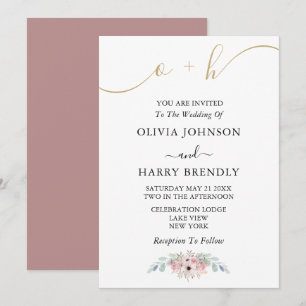 Dusty Rose Gold Rustic Eucalyptus Wedding Einladun Einladung