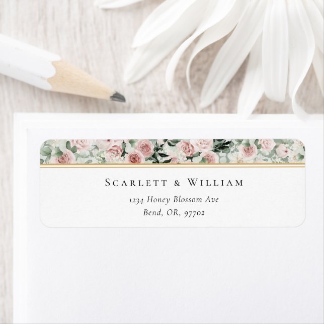 Dusty Rose Gold Sage Green Wedding Rücksendeadress (Insitu)