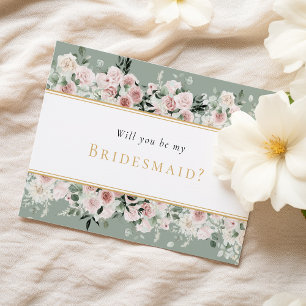 Dusty Rose Gold Sage Wedding Bridesmaid Vorschlag Einladung