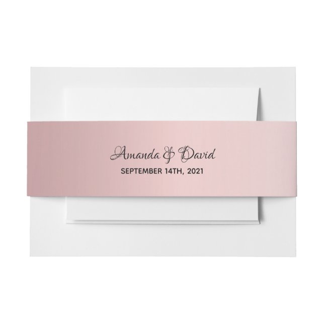 Dusty Rose Gradienten Namen Datum Hochzeit Einladungsbanderole (Vorderseite Beispiel)