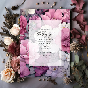 Dusty Rose, Grau und Silver Floral Wedding Einladung