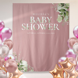 Dusty Rose Greenery Baby Duwer Foto Hintergrund Wandteppich