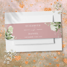 Dusty Rose Greenery Bloral Wedding Einladung Einladungsbanderole