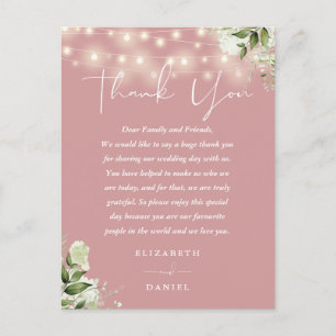Dusty Rose Grünpflanzen Danke Hochzeit Platzkarte Postkarte