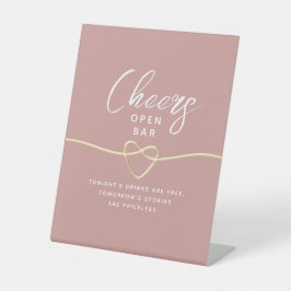Dusty Rose Heart Open Bar Wedding Sockelschild