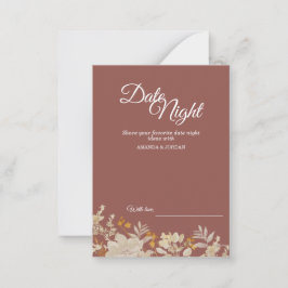 Dusty Rose Herbst-Boho Datum Nachtberatungskarte Hinweiskarte