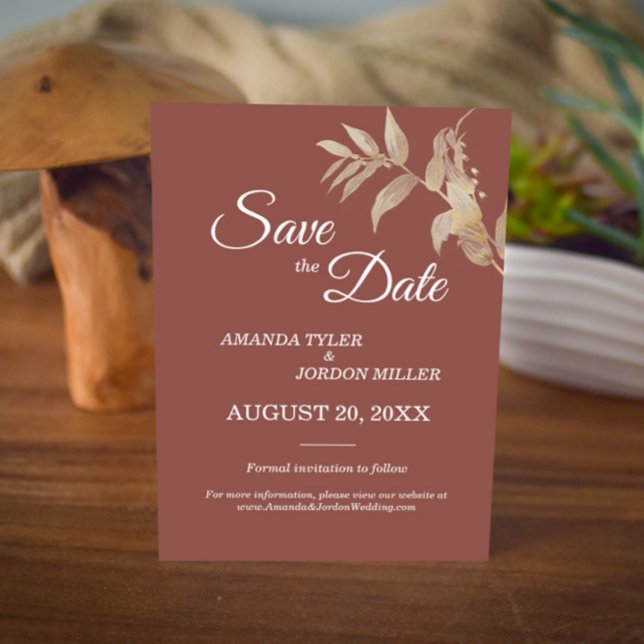 Dusty Rose Herbst Boho Hochzeit speichern das Datu Save The Date (Von Creator hochgeladen)