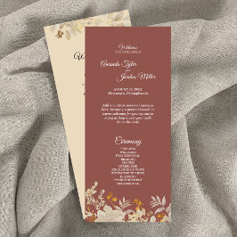 Dusty Rose Herbst Boho Hochzeitsprogramm Programm