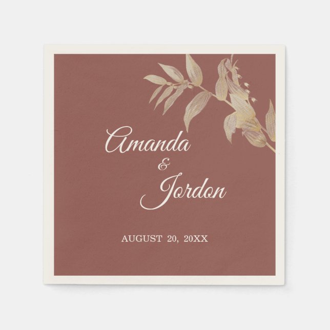 Dusty Rose Herbst Boho Wedding Cocktail Napkin Serviette (Vorderseite)