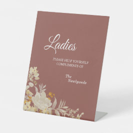 Dusty Rose Herbst Boho Wedding Ladys Badezimmer Sockelschild
