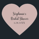 Dusty Rose Hochzeit Custom Light Pink Brautparty Herz-Aufkleber<br><div class="desc">Mit solider staubigen Rose und individueller Vorlage für Brautparty,  ist dies ideal für Hochzeiten,  Brautpartys etc. Sie können für andere Veranstaltungen wie Babydusche,  Geburtstage,  Bachelorette und mehr anpassen!</div>