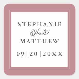 Dusty Rose Hochzeit Eleganter Kalligrafie Chic Fra Quadratischer Aufkleber