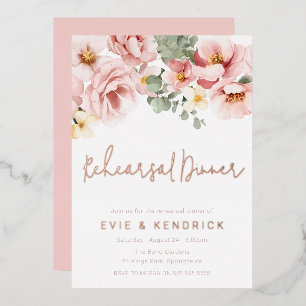 Dusty Rose Hochzeit Probe Dinner Rose Gold Folieneinladung