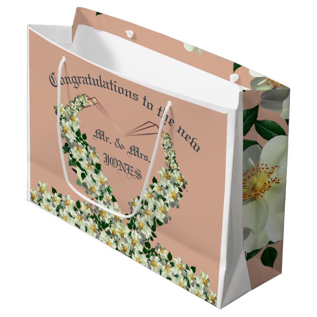 Dusty Rose - Hochzeitsgeschenktasche Große Geschenktüte (Vorderseite Schrägansicht)
