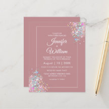 Dusty Rose Holographic Glitzer Hochzeitseinladung
