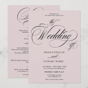 Dusty Rose in einer Kalligraphie Hochzeit Einladung