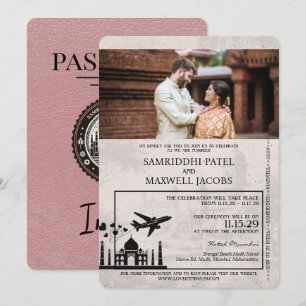 Dusty Rose India Passport Einladung zur Hochzeit
