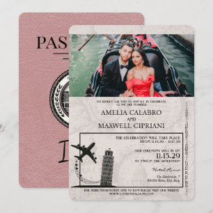Dusty Rose Italie Faire-part de mariage de passepo