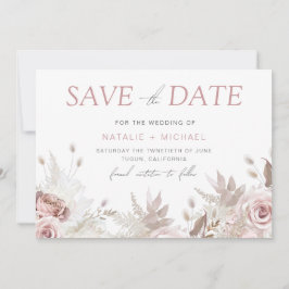Dusty Rose & Ivory Boho Blues Hochzeit Save The Date
