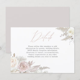 Dusty Rose & Ivory Elegante Hochzeiten Details Begleitkarte