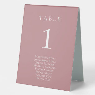Dusty Rose Klassische Tischnummer mit Seating Char Tischaufsteller