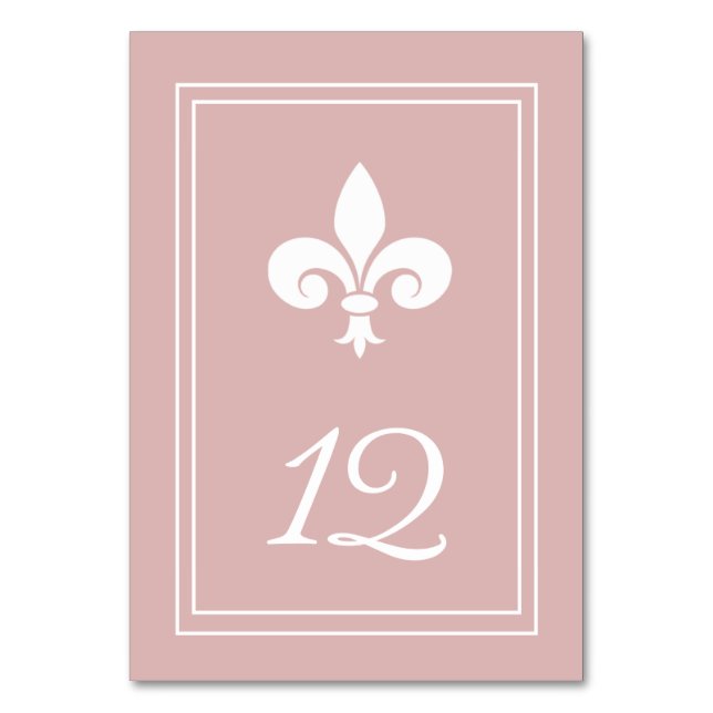 Dusty Rose Lilie Tischnummer Card (Vorderseite)