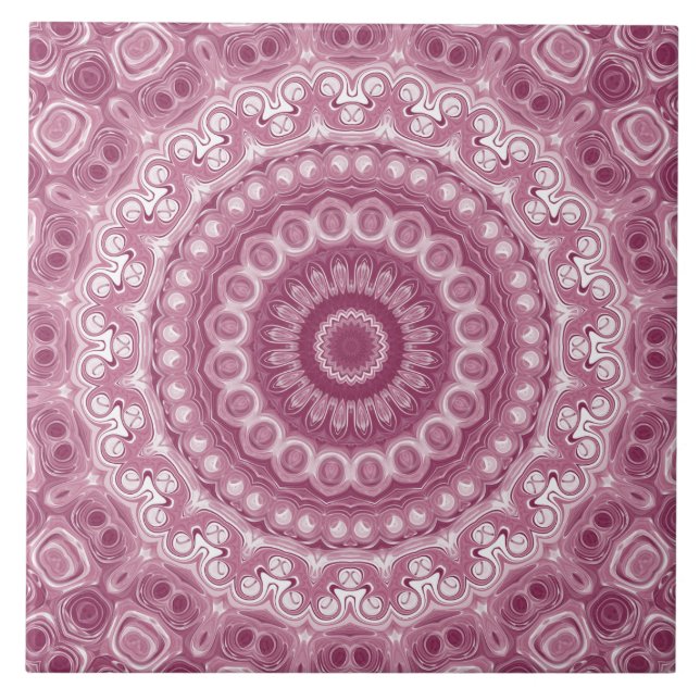 Dusty Rose Mandala Pattern Design Fliese (Vorderseite)