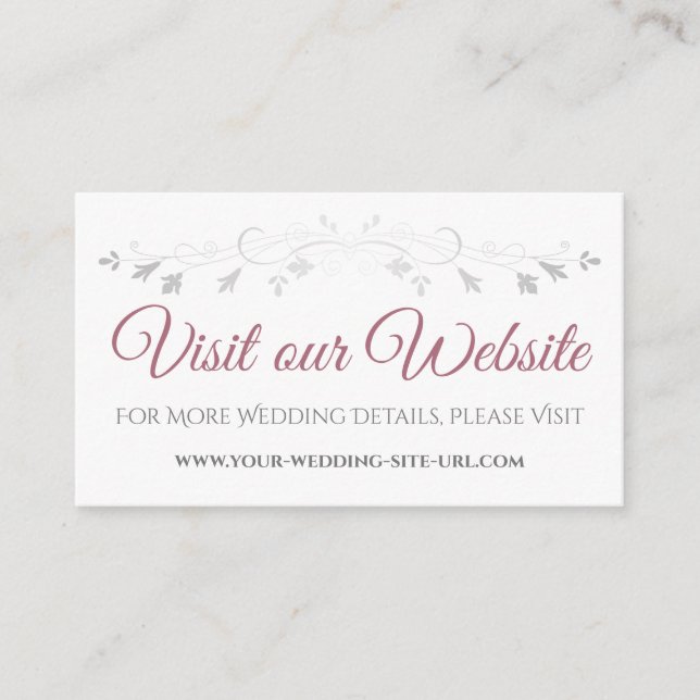 Dusty Rose Mariage élégant Visitez notre carte de  (Devant)