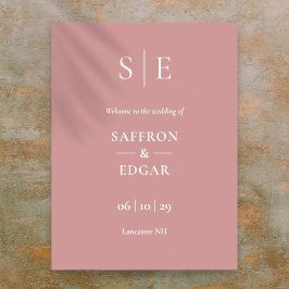 Dusty Rose Minimal Monogram Wedding Welcome Sign Poster