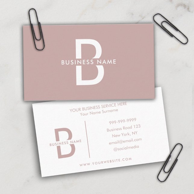 Dusty Rose Minimalistisch Moderne Beruflich Visitenkarte (Von Creator hochgeladen)
