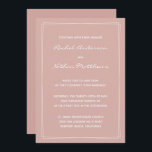 Dusty Rose Minimalistisch Moderne Einladungen für<br><div class="desc">Zeitgemäße Hochzeitseinladung - Ändern Sie die Hintergrundfarbe in eine beliebige Farbe! LÖSCHEN Sie sie oder ändern Sie die Farbe der Rechtecke Akzent! ÄNDERN Sie die Schriftart,  den Text,  die Textfarbe. Verwenden Sie diese Vorlage,  um Ihre eigenen einzigartigen Hochzeitseinladungen und koordinierenden Stücke zu entwerfen.</div>