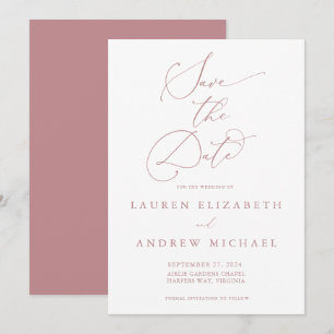 Dusty Rose Minimalistisch Save the Date Einladung