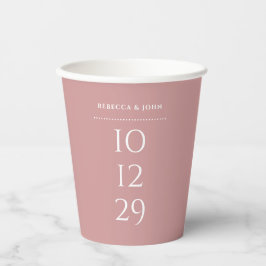 Dusty Rose Minimalistisch Special Date Hochzeit Pappbecher